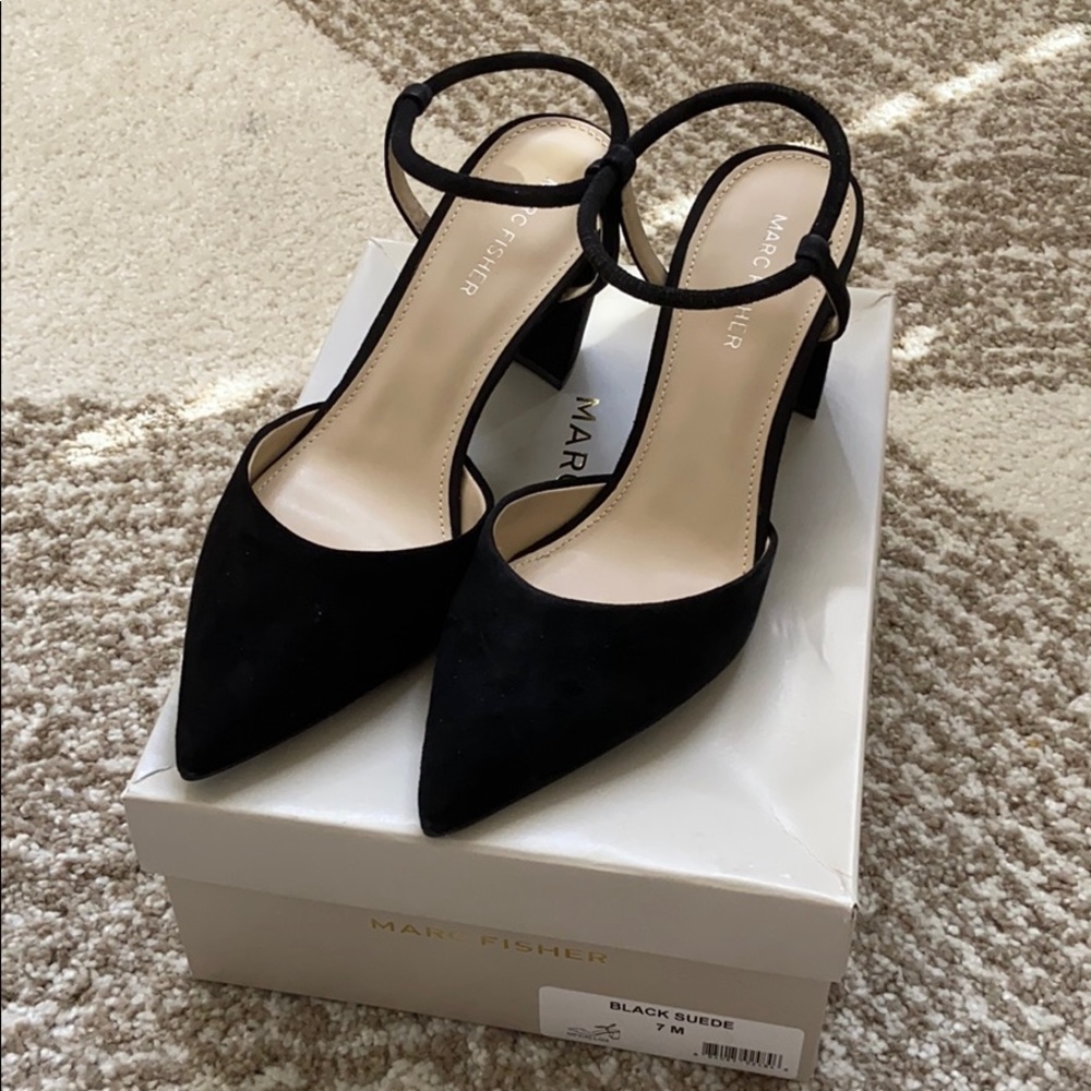 Marc Fisher Callo Suede Heels - Black